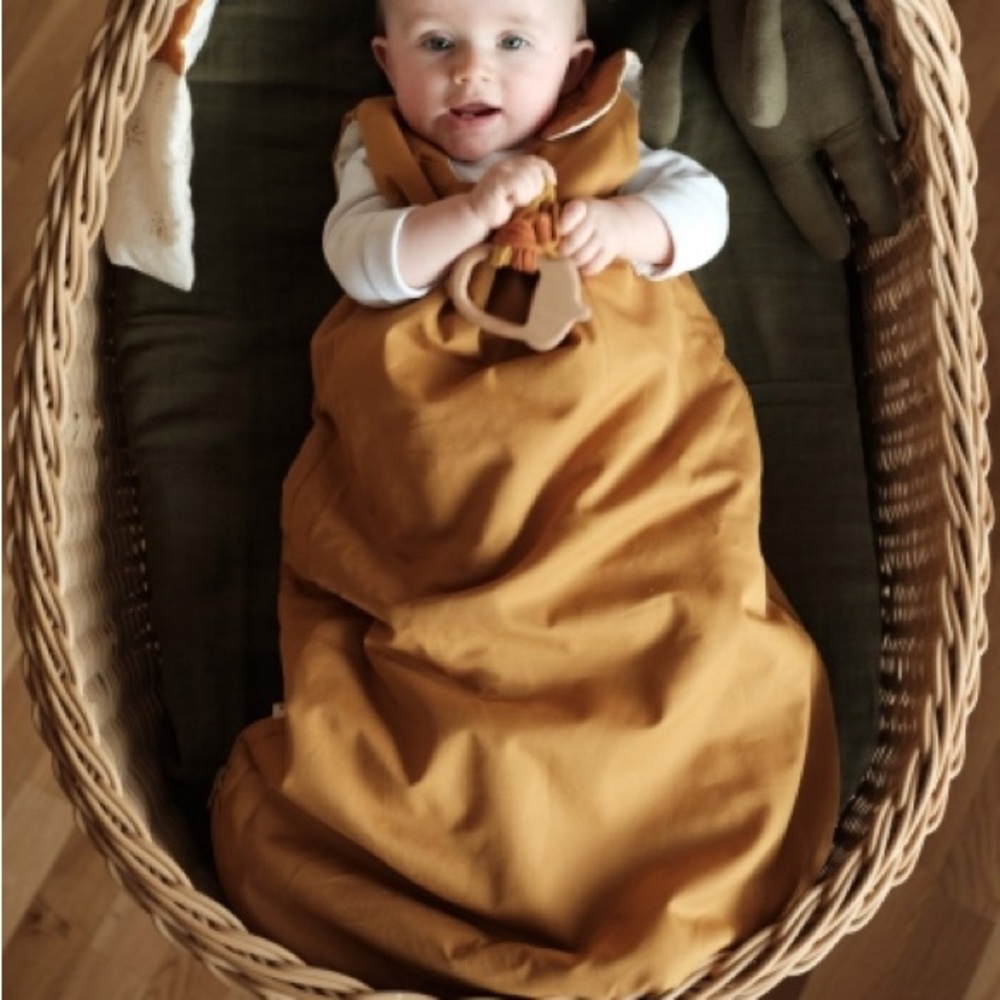 Organic Cotton Baby Sleeping Bag Ochre & Wood - Fabelab